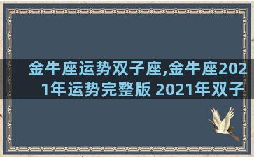 金牛座运势双子座,金牛座2021年运势完整版 2021年双子座全年运势详解